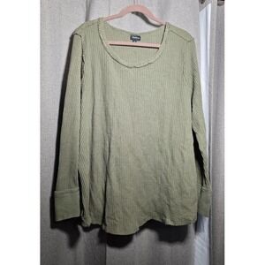 Torrid Womens 4X Olive Green Waffle Knit Long Sleeve Thermal Scoop Neck Top